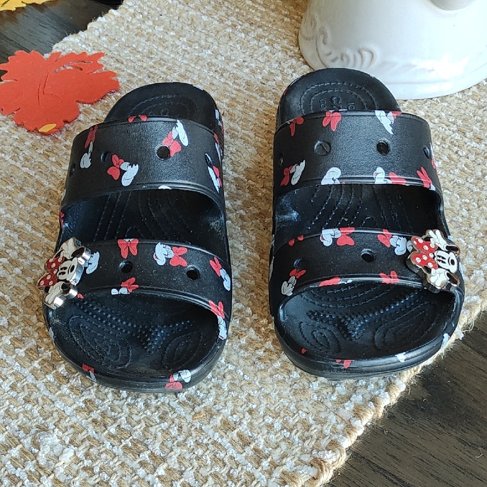 CROCS Black Sandals with Minnie Mouse Design